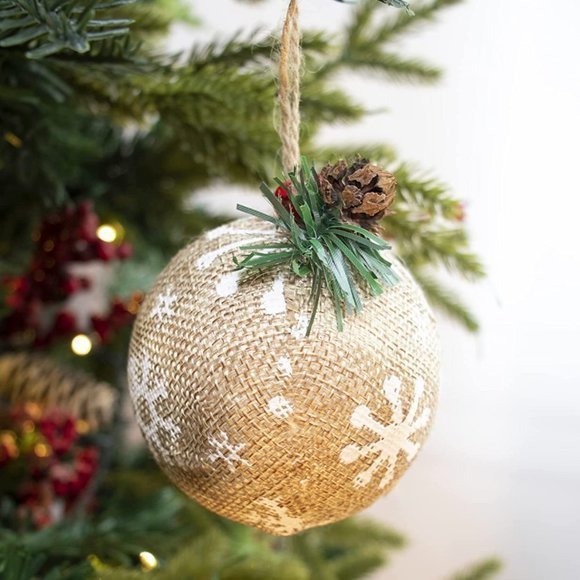 NEW Christmas Burlap Farmhouse Christmas Ornaments NWT‎ 12 pcs - Picture 5 of 10